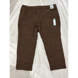 Terra & Sky Women's Jeans Plus 26W Straight Leg High Rise Brown Print Pants NWT